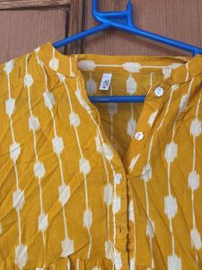 Mustard Yellow Printed Kurti