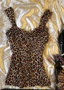 Leopard Print Ruched Top