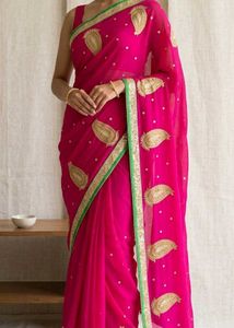 Elegant Pink Embroidered Saree