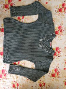 Grey Sweater with Embroidery details