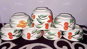 Set of 6 Hand-Painted Ceramic Bowls