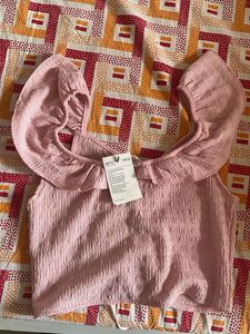 y2k Pink Ruched Crop Top with Flutter Sleeves