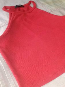 Red Halter Neck Crop Top