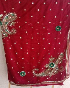 Chiffon +net Pallu With Shining