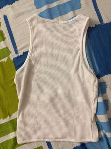 White Ribbed Corset Tank Top