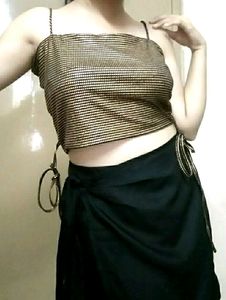 New, Golden Black Party Wear Crop Top!!