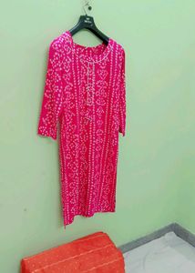 Vibrant Pink Bandhani Print Kurta