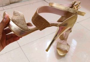 Sparkly Gold Strappy Heels(uk size-40)