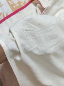 White Kurti with Pink Mirror Embroidery