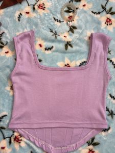 Lavender Ribbed Corset Top - New