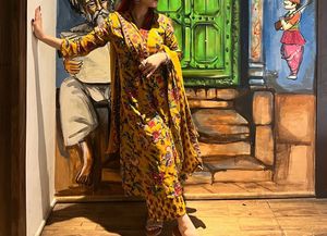 Vibrant Yellow Floral Print Kurta Set