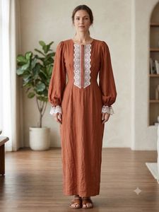 Elegant Terracotta Lace maxi