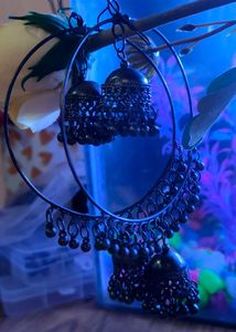 Circular Oxidised Ear Rings