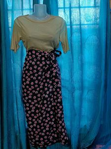 Floral Print Wrap Skirt