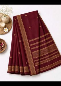New Elegant Maroon Silk Saree with Gold Border