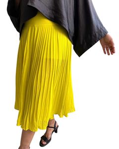 Bright Yellow Pleated Midi Culottes