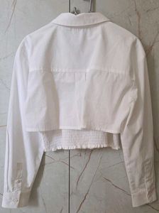 Chic White Cropped Shirt Top
