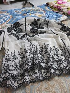 Elegant White &amp; Black Embroidered shirt
