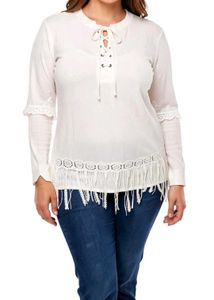 Boho Lace Fringe Cream Top