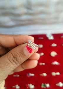 Silver leaf Tone Adjustable Ring with hallmark