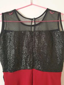 Cherry Red &amp; Black High Low Dress