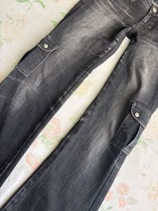 Women's Dark Wash Cargo Flare Jeans