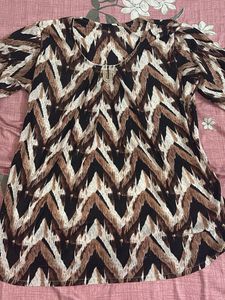 Stylish Brown & White Print Top