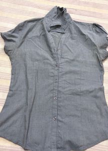 Chic Grey Button-Up Shirt