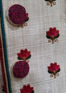 Men's Cream shervani with Red Floral Print
