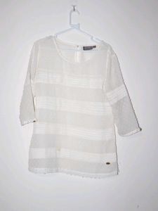 Sheer White Puff Sleeve Blouse