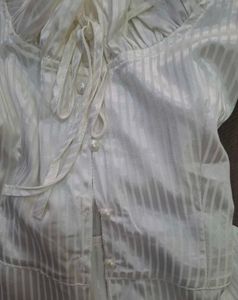 Elegant White Blouse with Tie neck