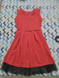 Chic Coral Dress with belt