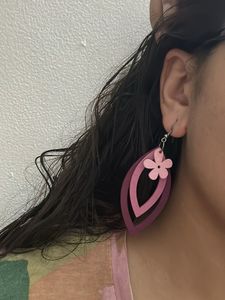 Wooden Floral Leaf Earrings