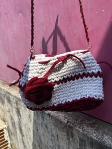Handmade Crochet Bag with Rose Detail