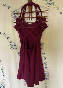 Sexy Backstrap Burgundy Wine Dress🍷