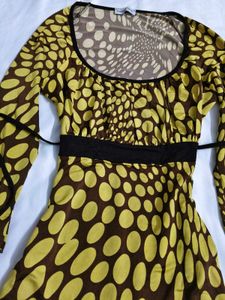 Funky Brown &amp; Yellow Polka Dot Top