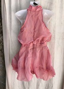 Chic Pink Halter Neck Dress