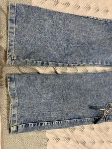 Washed Denim Cargo Jeans