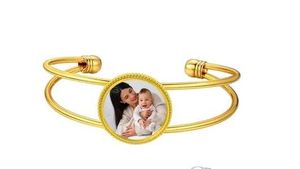 Custom Photo Gold Bangle Bracelet
