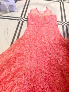 Stunning Coral Embroidered Gown