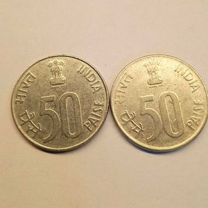 Set Of Two 50 Paise Dandi March Coin