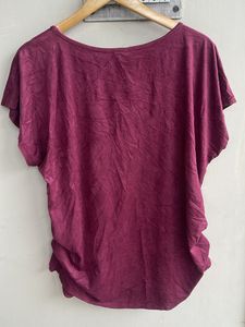 Maroon Gathered Hem T-Shirt