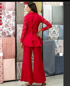 Red Embroidered Kurta Set( new with tag)