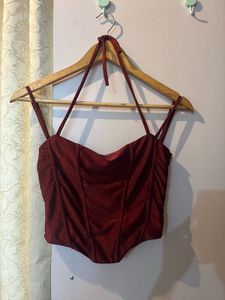 ❤️ Burgundy Corset Cami Top