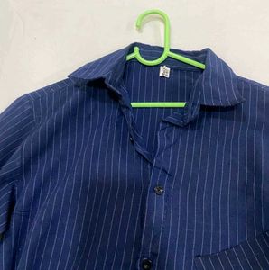 Navy Blue Striped Shirt