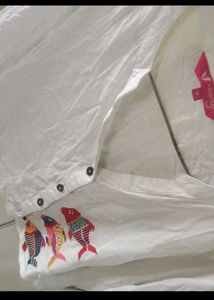 White top with Fish Embroidery
