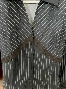 Pinstripe Lace Trim Blouse