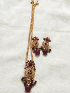 1gm Gold plated Ruby Jadau Kundan Set