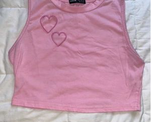 Cute Pink Heart Crop Top