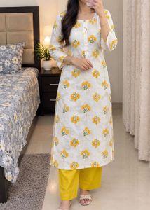 Floral Print Kurta with Palazzo Pants unused